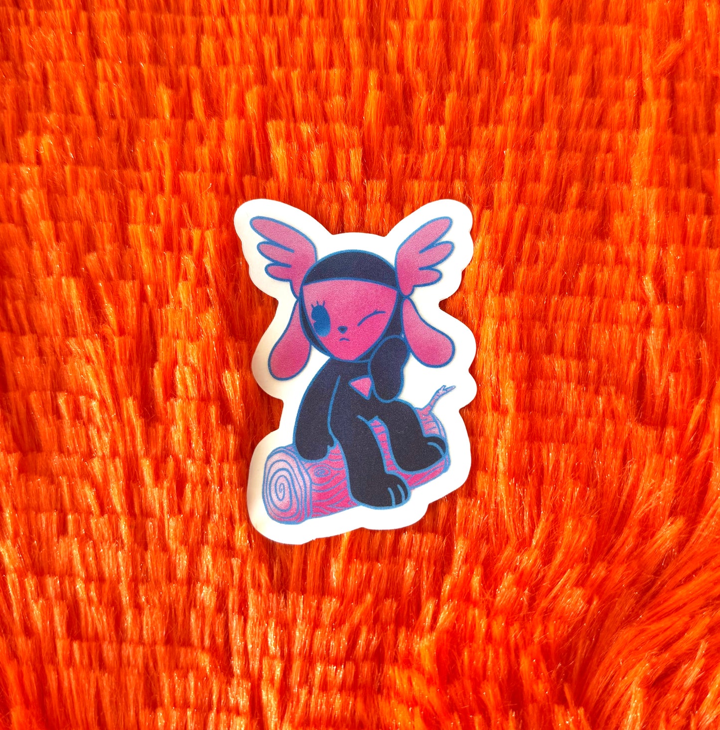 ANGEL ON A LOG DIE-CUT WATERPROOF STICKER
